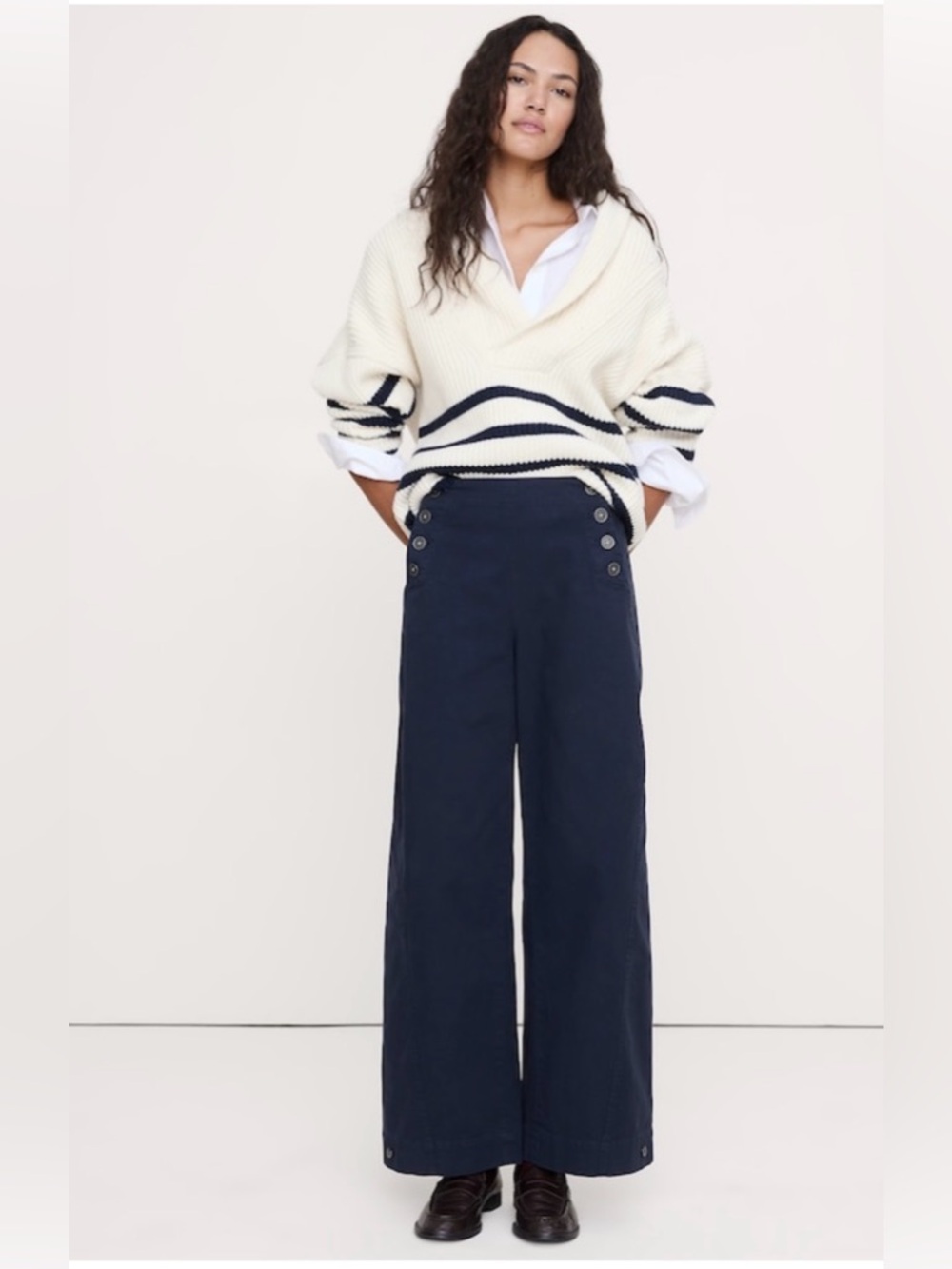 NWT-Banana Republic Navy High Rise Stretch Canvas Sailor Pant, Size 0